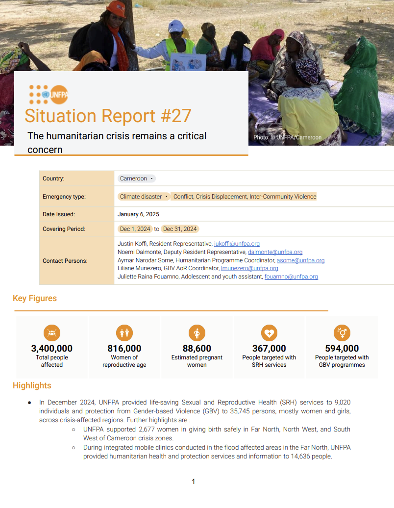 Cameroon Situation Report #27 - December 2024
