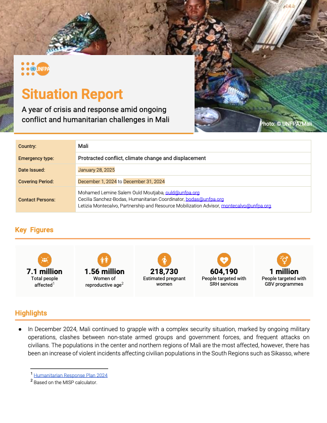 UNFPA Mali Situation Report - December 2024