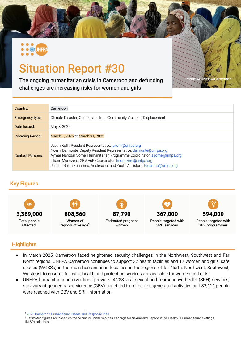UNFPA Cameroon Situation Report - March 2025