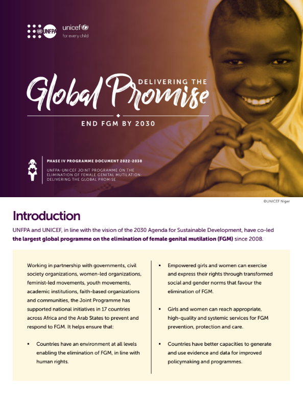 Phase IV Programme Document (2022-2030) for the UNFPA-UNICEF Joint Programme on the Elimination of Female Genital Mutilation: Delivering the Global Promise