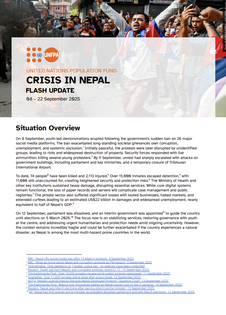 Flash Update on the Crisis in Nepal (8-22 September) 