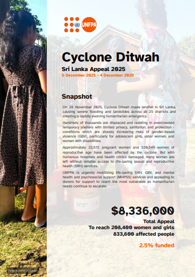 UNFPA Sri Lanka Cyclone Ditwah Appeal