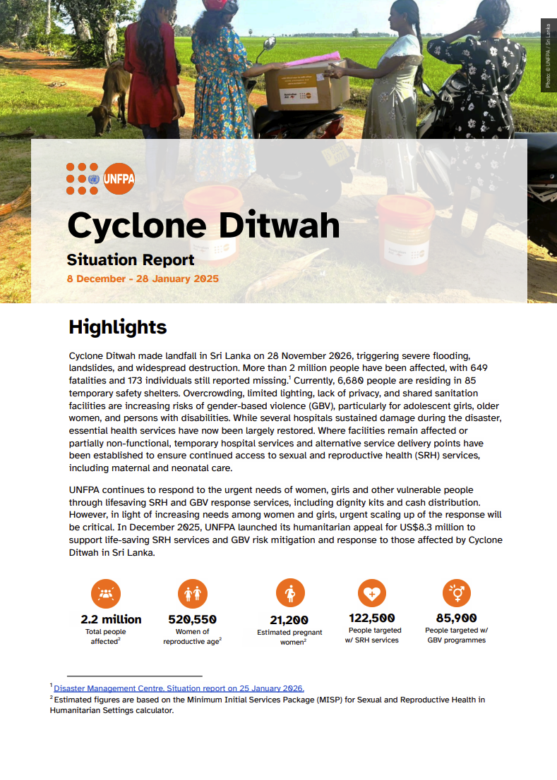 UNFPA Cyclone Ditwah Situation Report (8 December 2025 – 28 January 2026)