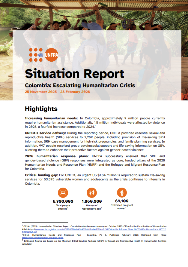 Situation report on the escalating crisis in Colombia (25 Nov 2025 - 28 Feb 2026)