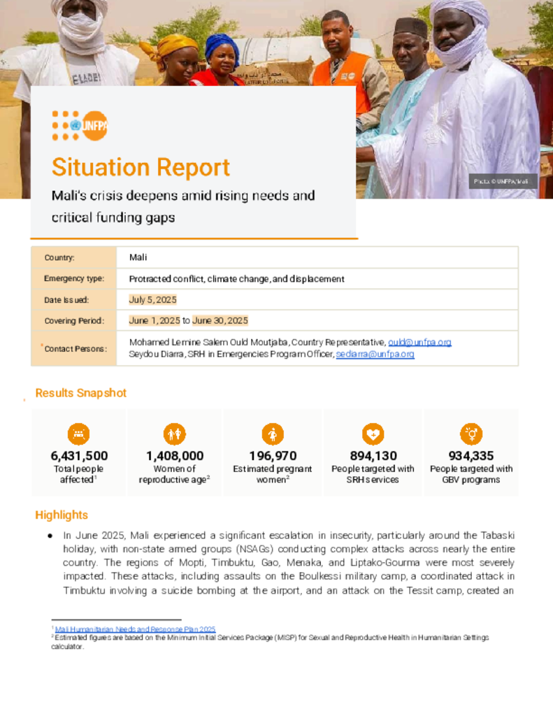 Mali Situation Report - June 2025
