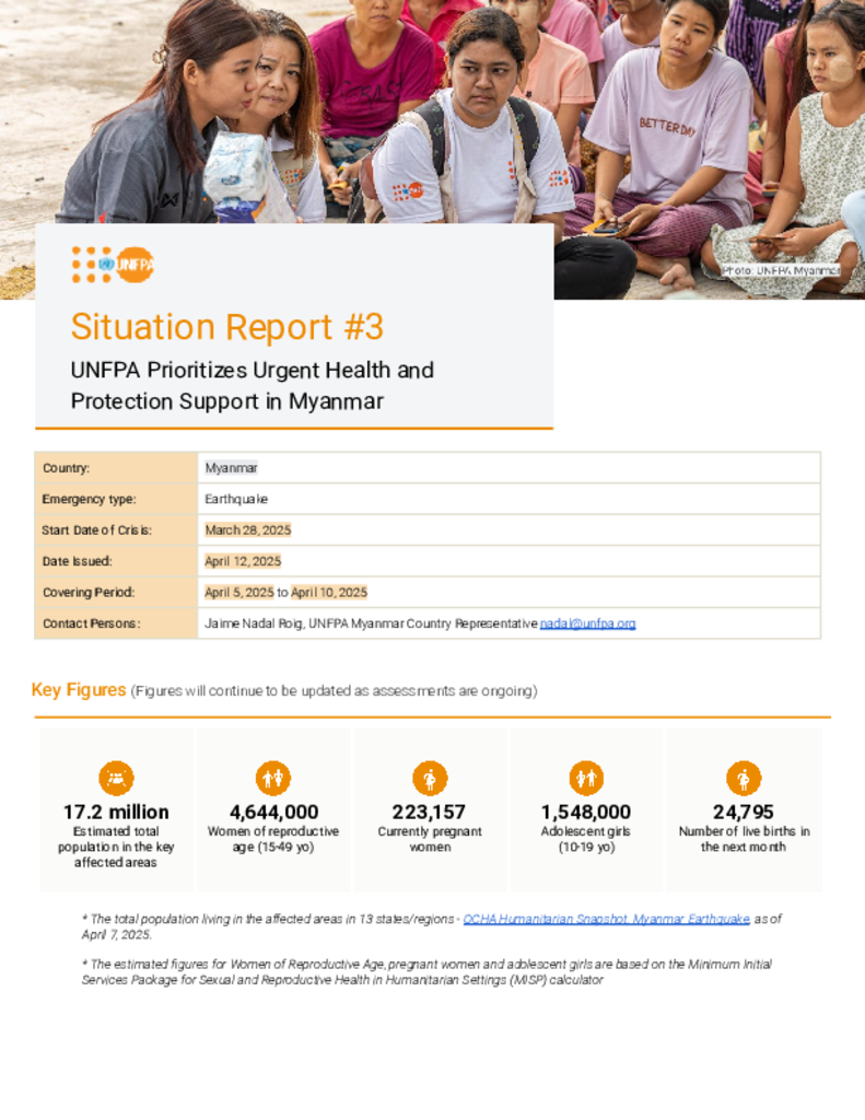 Myanmar Situation Report #3 - April 2025