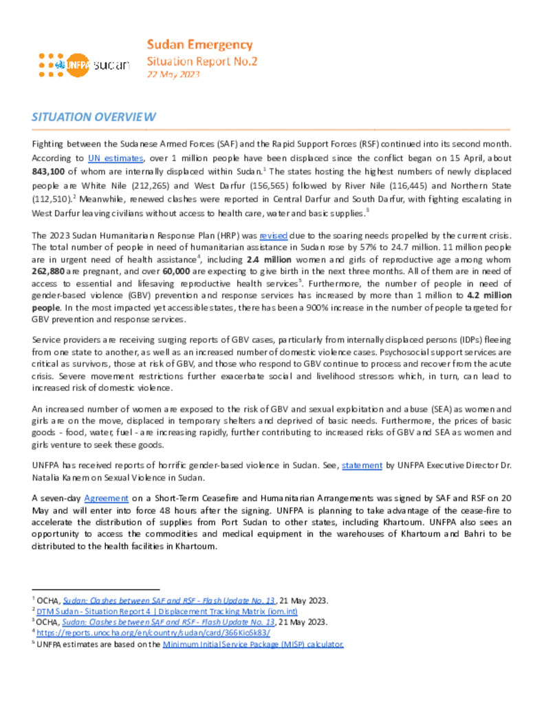 Sudan Emergency Situation Report #2: 22 May 2023