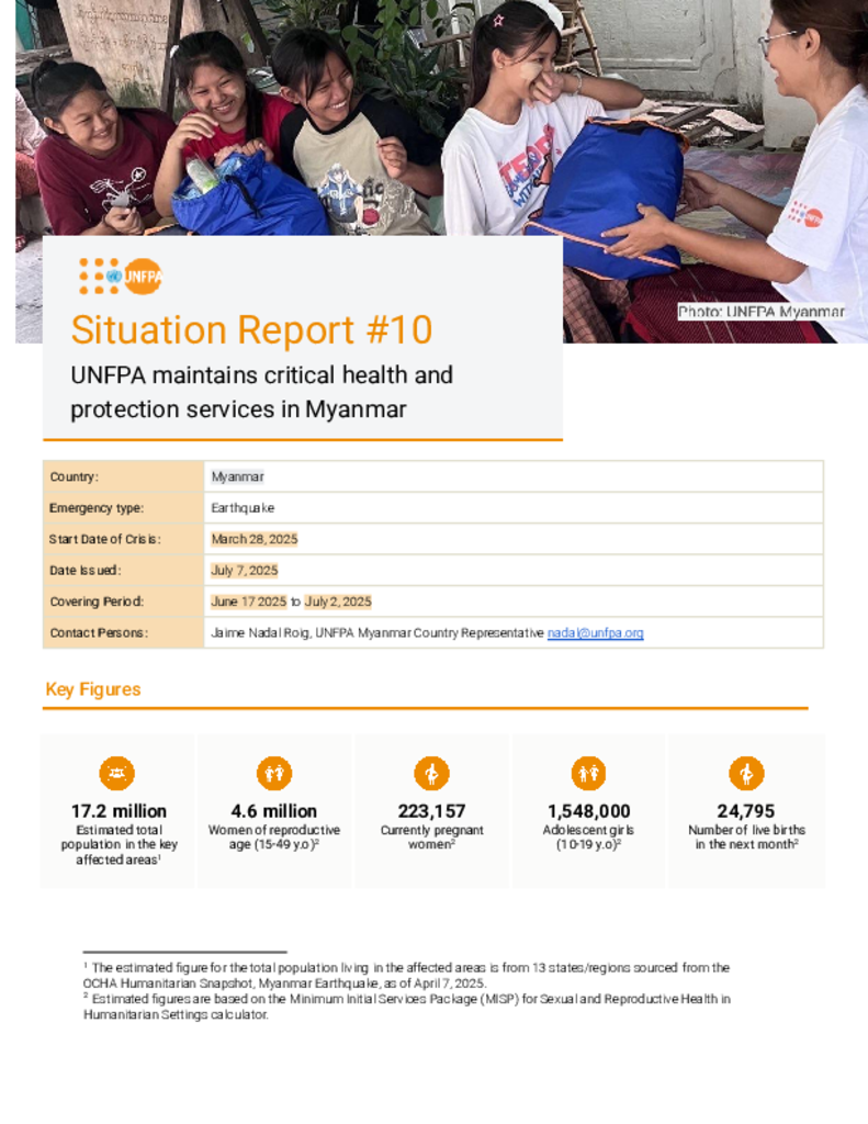 Myanmar Earthquake Situation Report #10