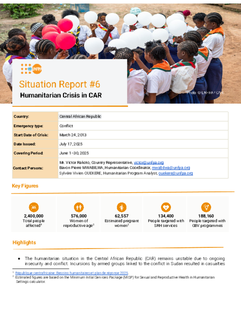 Central African Republic Situation Report - June 2025