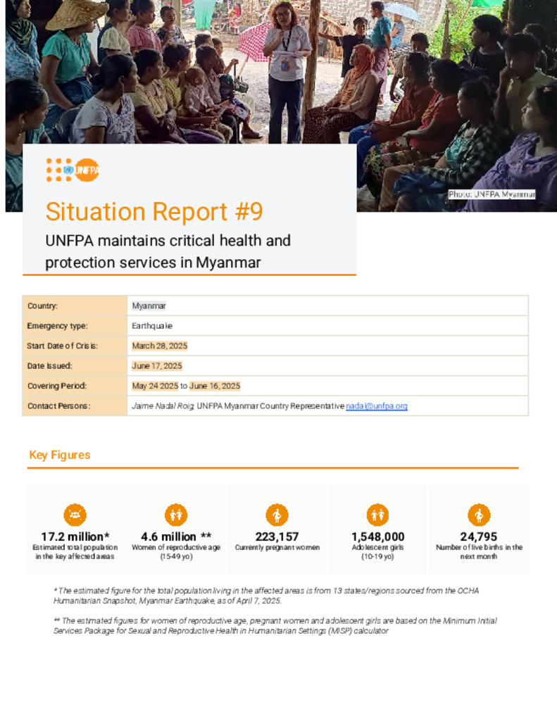 Myanmar Earthquake Situation Report #9
