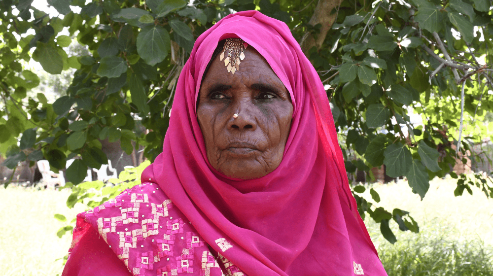  A female advocate for female genital mutilation from Eritrea looking away from the camera.