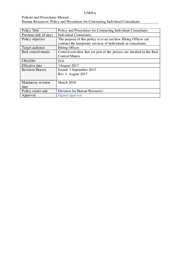 Policy on Personnel: Non-Staff Policy on Personnel: Non-Staff