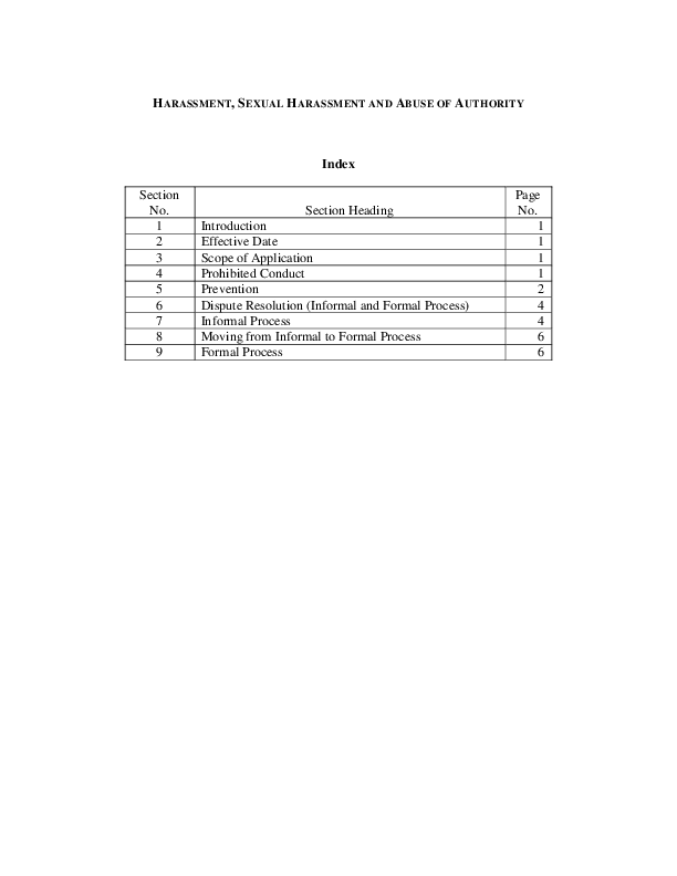 Prohibition of Harassment, Sexual Harassment, Abuse of Authority and Discrimination Prohibition of Harassment, Sexual Harassment, Abuse of Authority and Discrimination