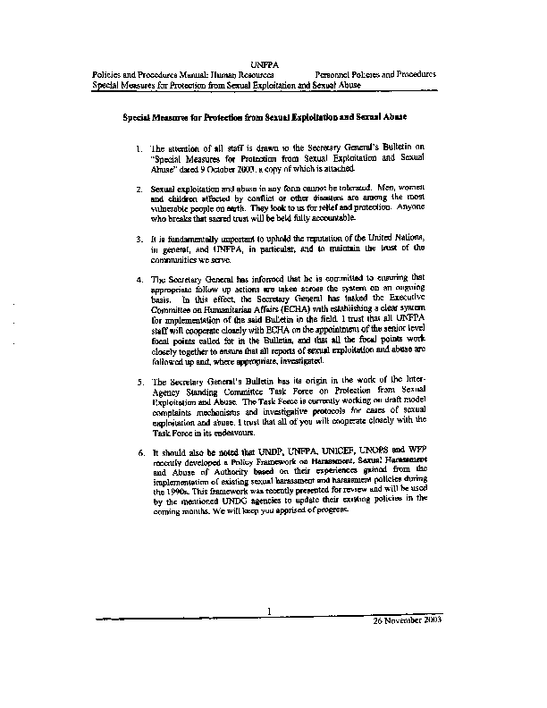 Special Measures for Protection from Sexual Exploitation and Sexual Abuse Special Measures for Protection from Sexual Exploitation and Sexual Abuse