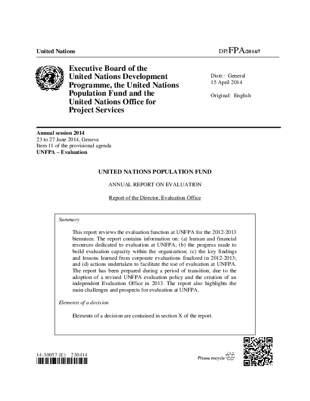 Annual Report on Evaluation (2012-2013) Annual Report on Evaluation (2012-2013)