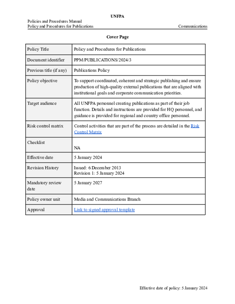 Policy and Procedures for Publications Policy and Procedures for Publications
