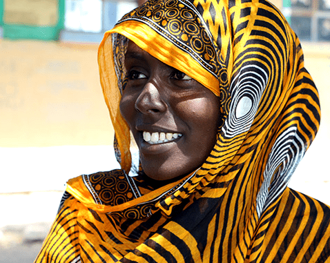 Young woman in Ethiopia A young woman in bright yellow headscarf.