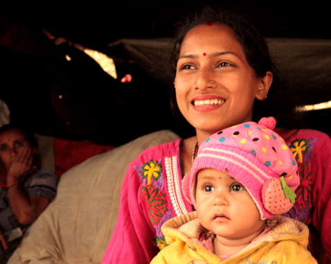 Mother and child in Nepal A woman with her child.