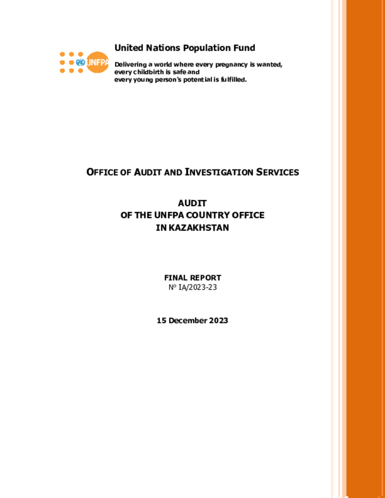 Audit of the UNFPA Country Office in Kazakhstan Audit of the UNFPA Country Office in Kazakhstan