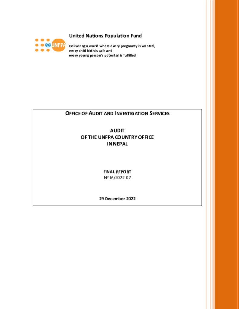 Audit of the UNFPA Country Office in Nepal Audit of the UNFPA Country Office in Nepal