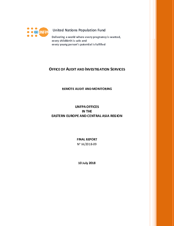 Remote Audit and Monitoring of UNFPA Offices in Eastern Europe and Central Asia Region Remote Audit and Monitoring of UNFPA Offices in Eastern Europe and Central Asia Region