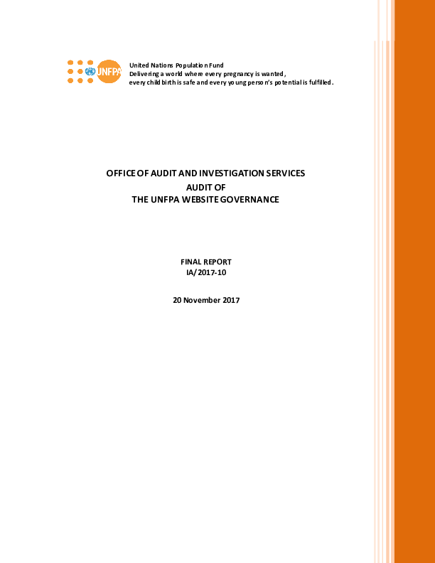Audit of the UNFPA Website Governance Audit of the UNFPA Website Governance