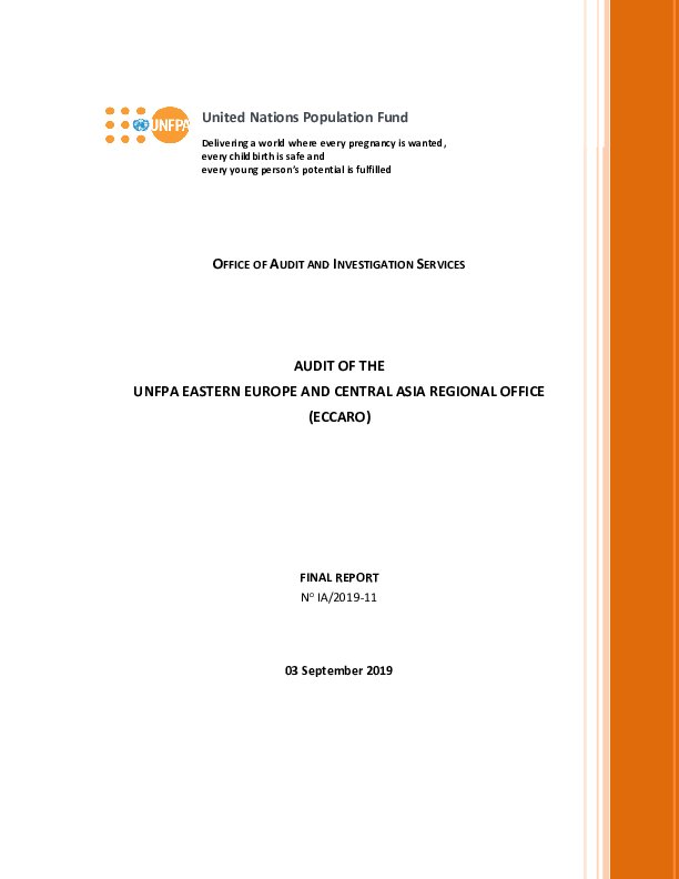 Audit of the UNFPA Eastern Europe and Central Asia Regional Office (ECCARO) Audit of the UNFPA Eastern Europe and Central Asia Regional Office (ECCARO)
