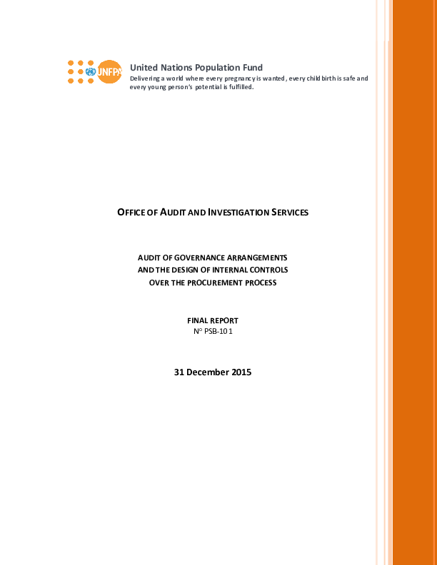 Audit of UNFPA Procurement Process Audit of UNFPA Procurement Process