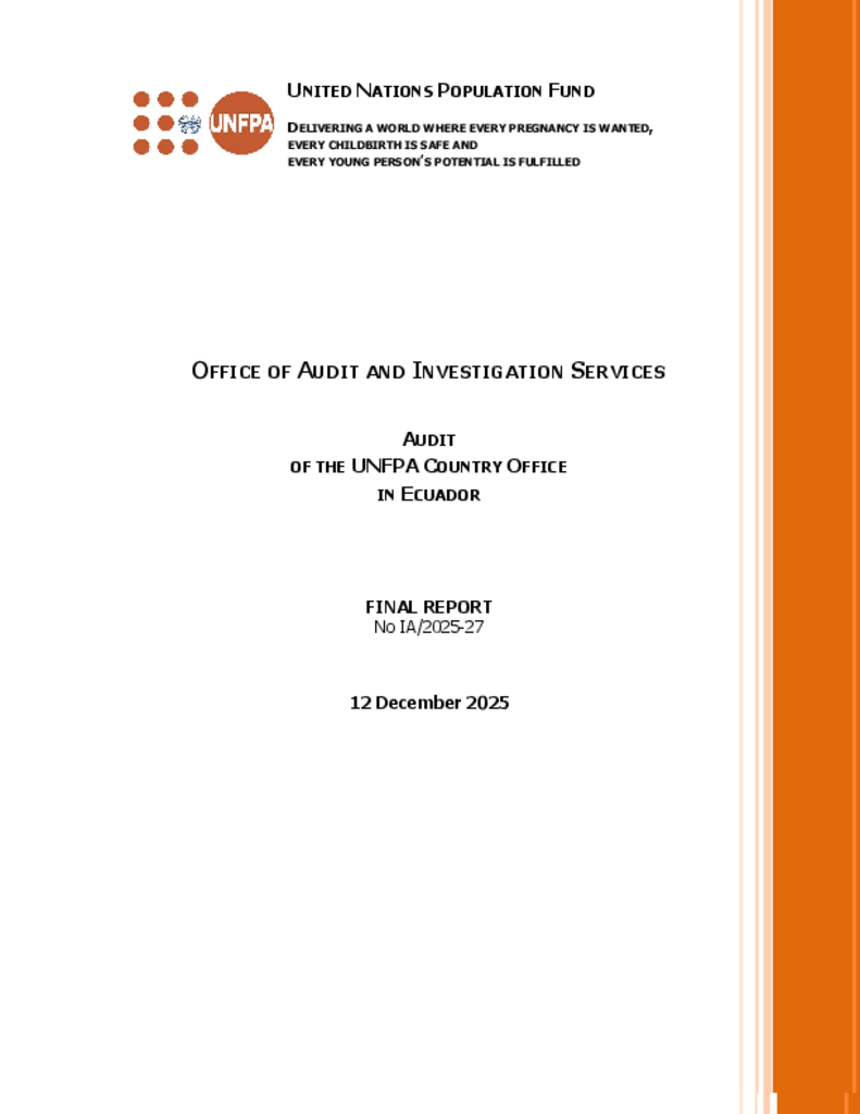 Audit of the UNFPA Country Office in Ecuador