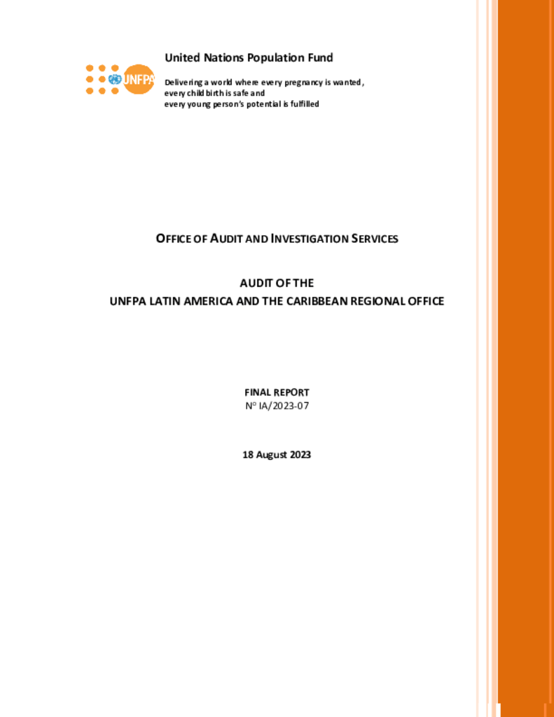 Audit of the UNFPA Latin America and the Caribbean Regional Office Audit of the UNFPA Latin America and the Caribbean Regional Office