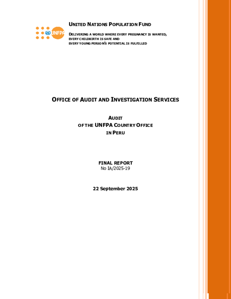 Audit of the UNFPA Country Office in Peru