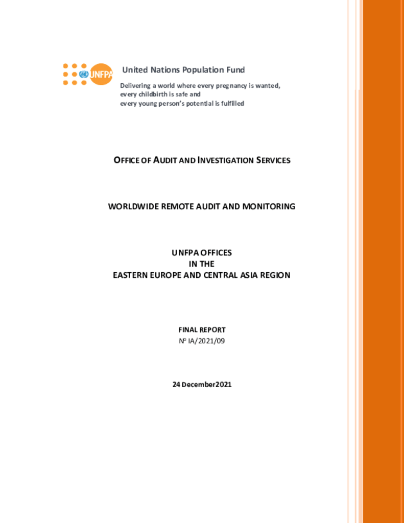 WorldWide Remote Audit and Monitoring of UNFPA Offices in the Eastern Europe & Central Asia Region WorldWide Remote Audit and Monitoring of UNFPA Offices in the Eastern Europe & Central Asia Region