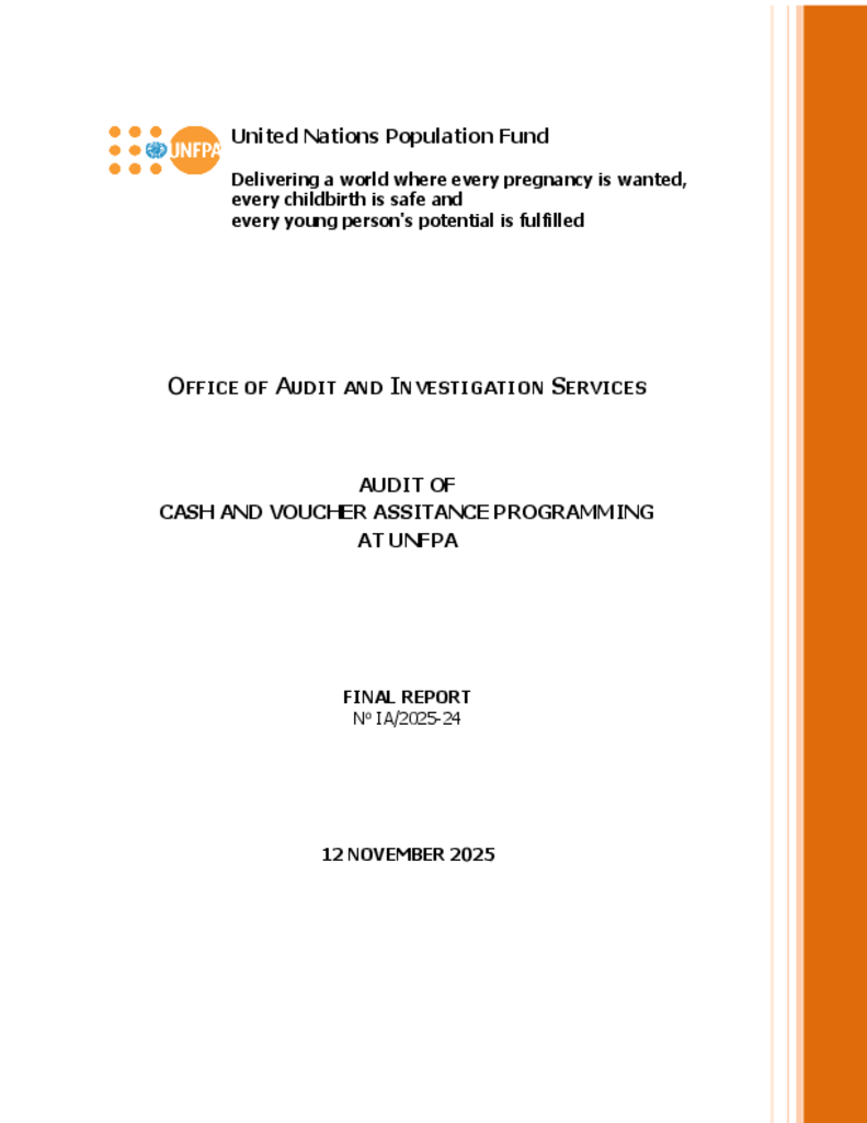 Audit of Cash and Voucher Assistance Programming at UNFPA