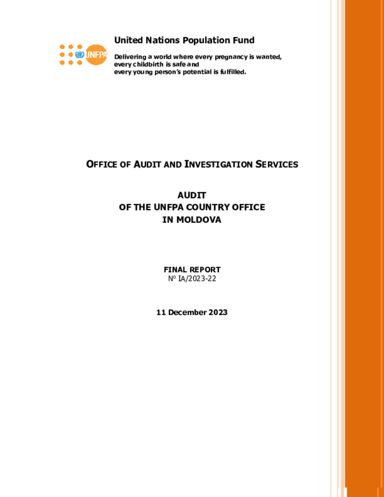 Audit of the UNFPA Country Office in Moldova Audit of the UNFPA Country Office in Moldova