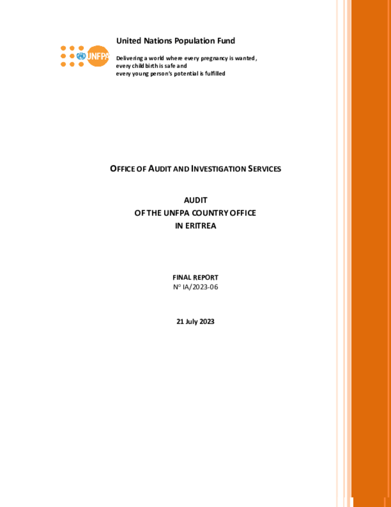 Audit of the UNFPA Country Office in Eritrea Audit of the UNFPA Country Office in Eritrea