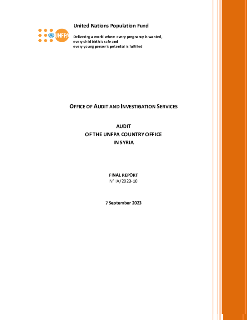 Audit of the UNFPA Country Office in Syria Audit of the UNFPA Country Office in Syria