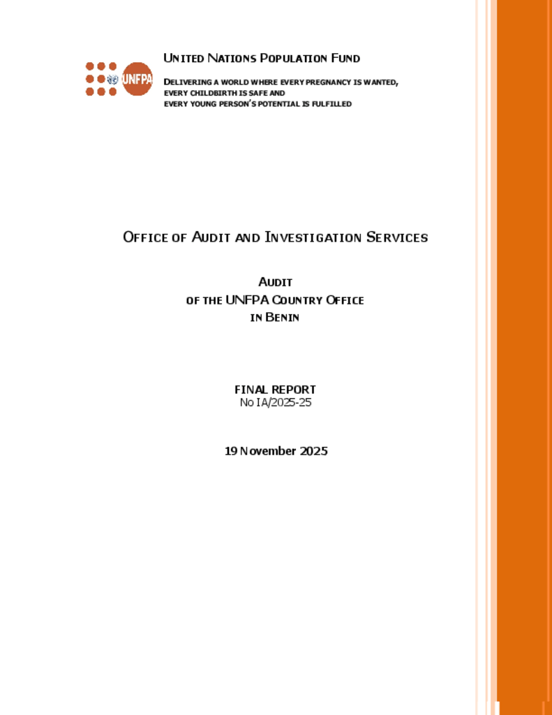 Audit of the UNFPA Country Office in Benin