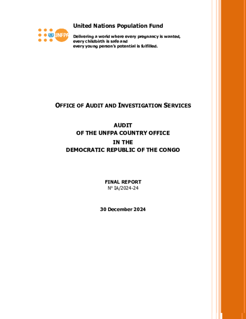 Audit of the UNFPA Country Office in the Democratic Republic of the Congo Audit of the UNFPA Country Office in the Democratic Republic of the Congo