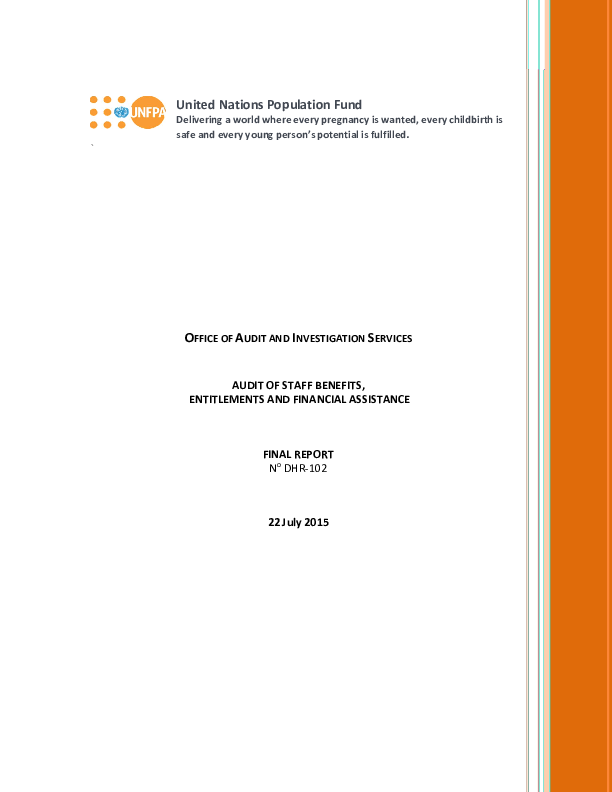 Audit of Staff Benefits, Entitlements and Financial Assistance Audit of Staff Benefits, Entitlements and Financial Assistance