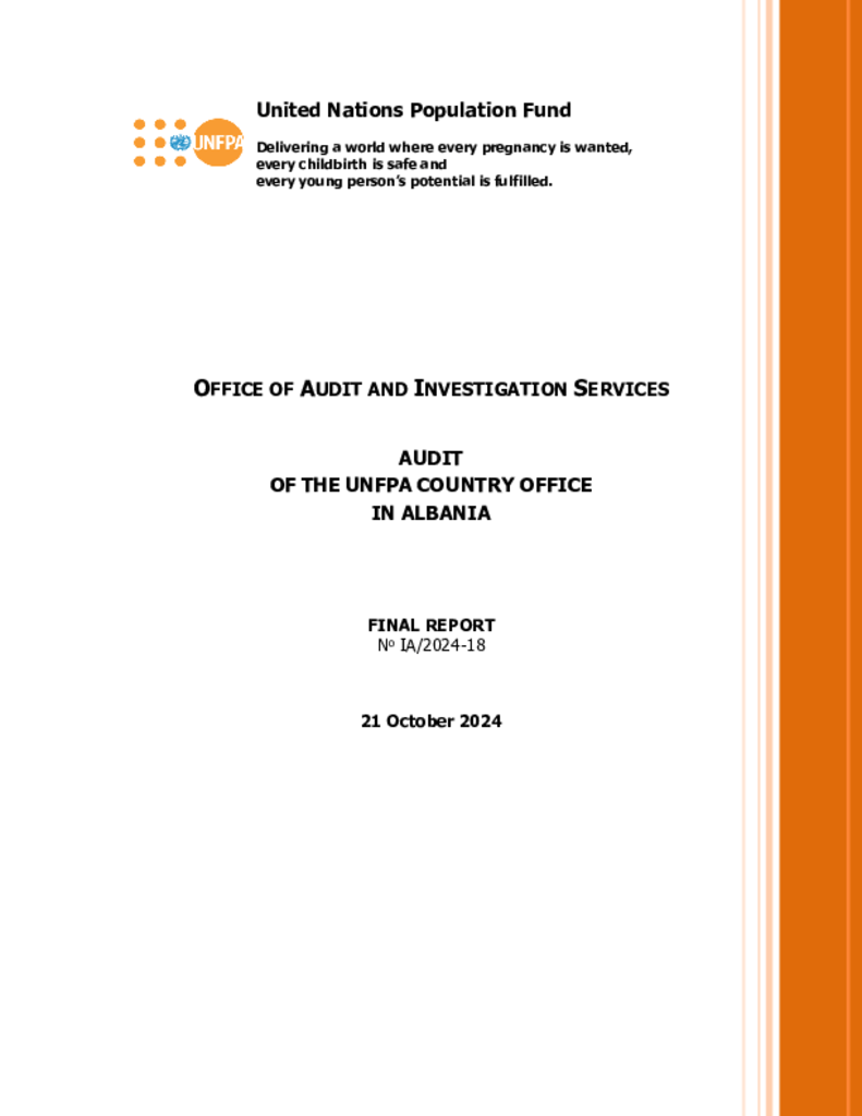 Audit of the UNFPA Country Office in Albania Audit of the UNFPA Country Office in Albania