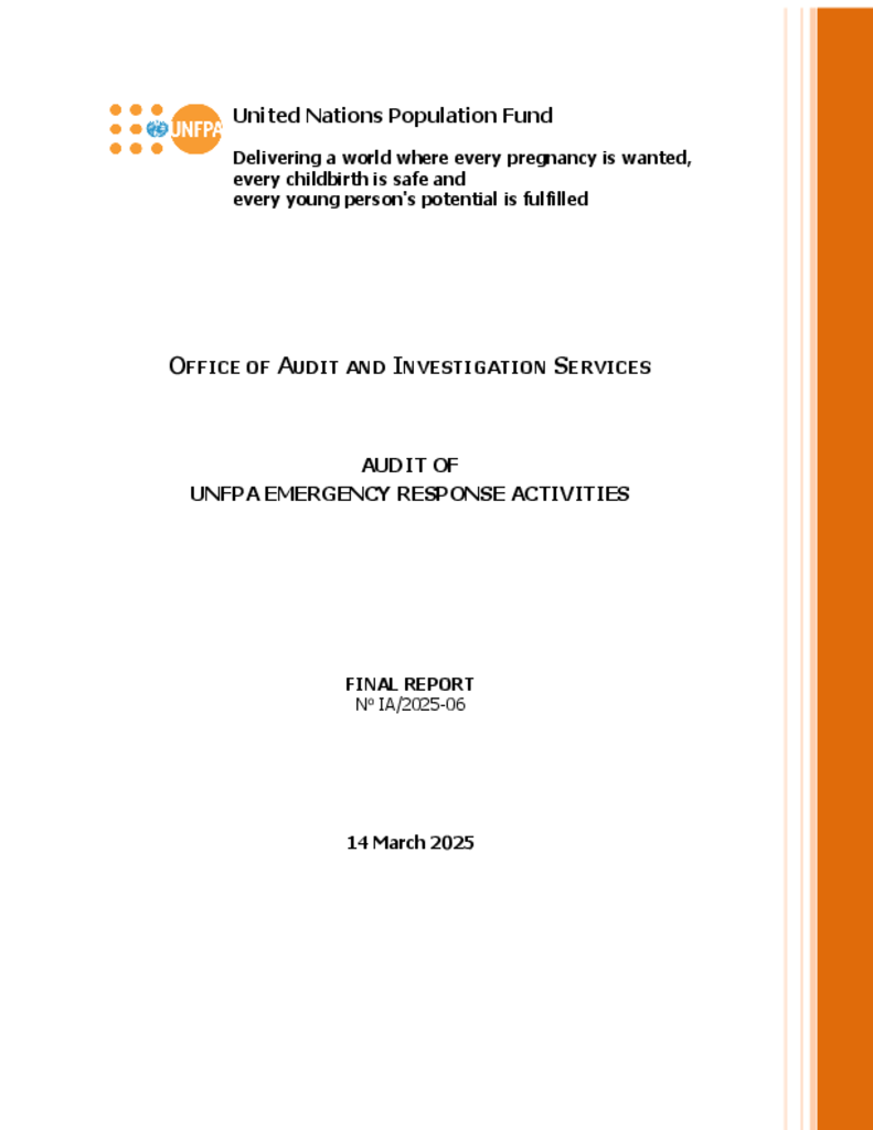 Audit of the UNFPA Emergency Response Activities