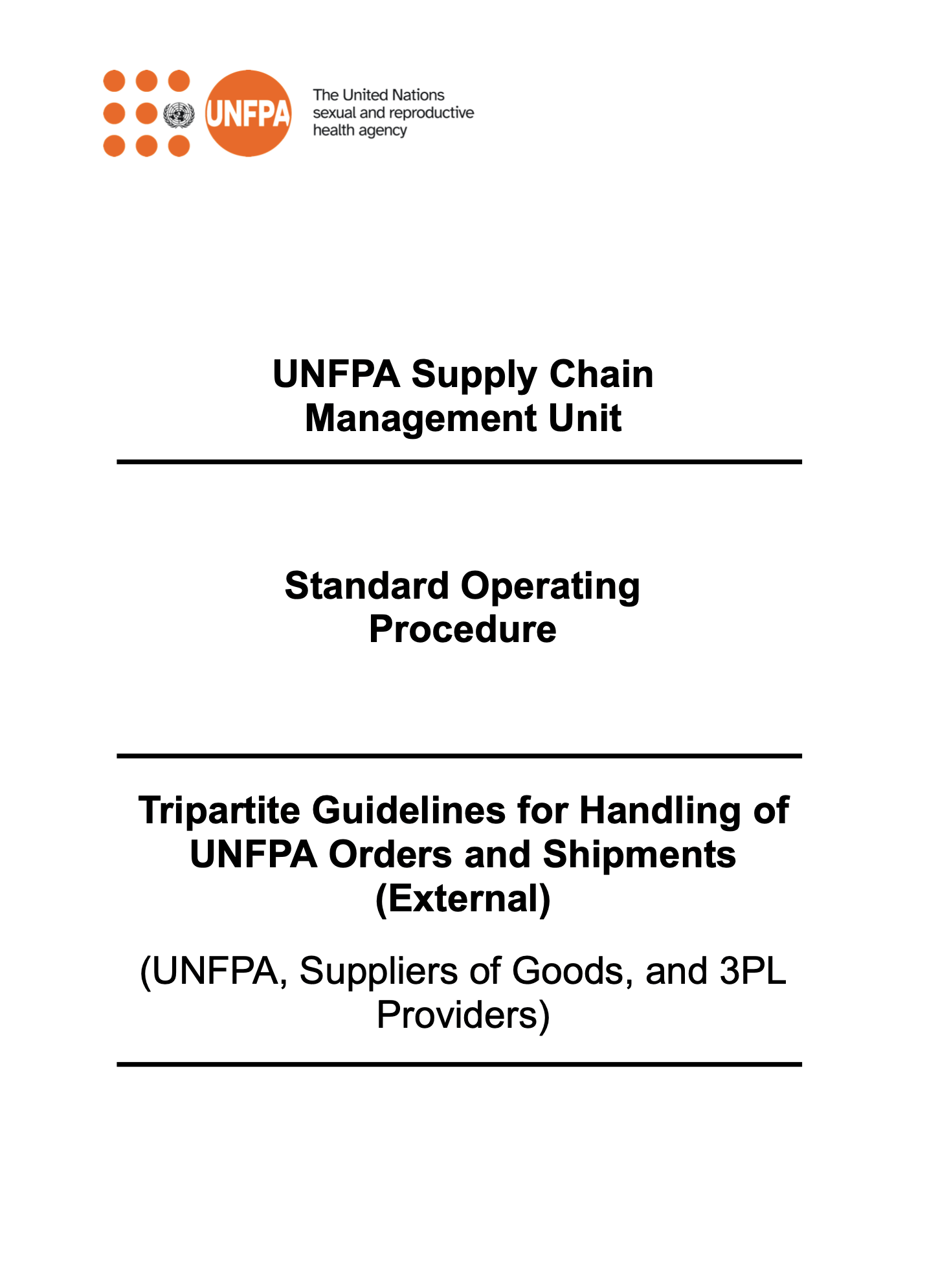 Standard Operating Procedure for UNFPA Orders and Shipments