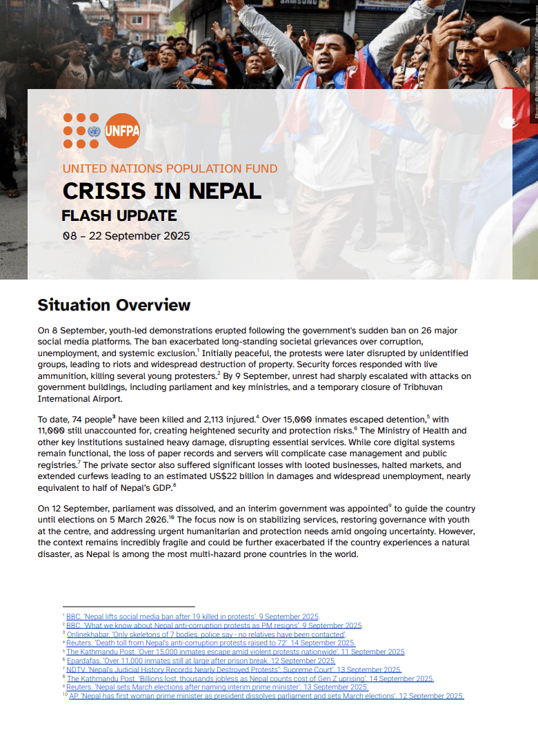 Flash Update on the Crisis in Nepal (8-22 September) 