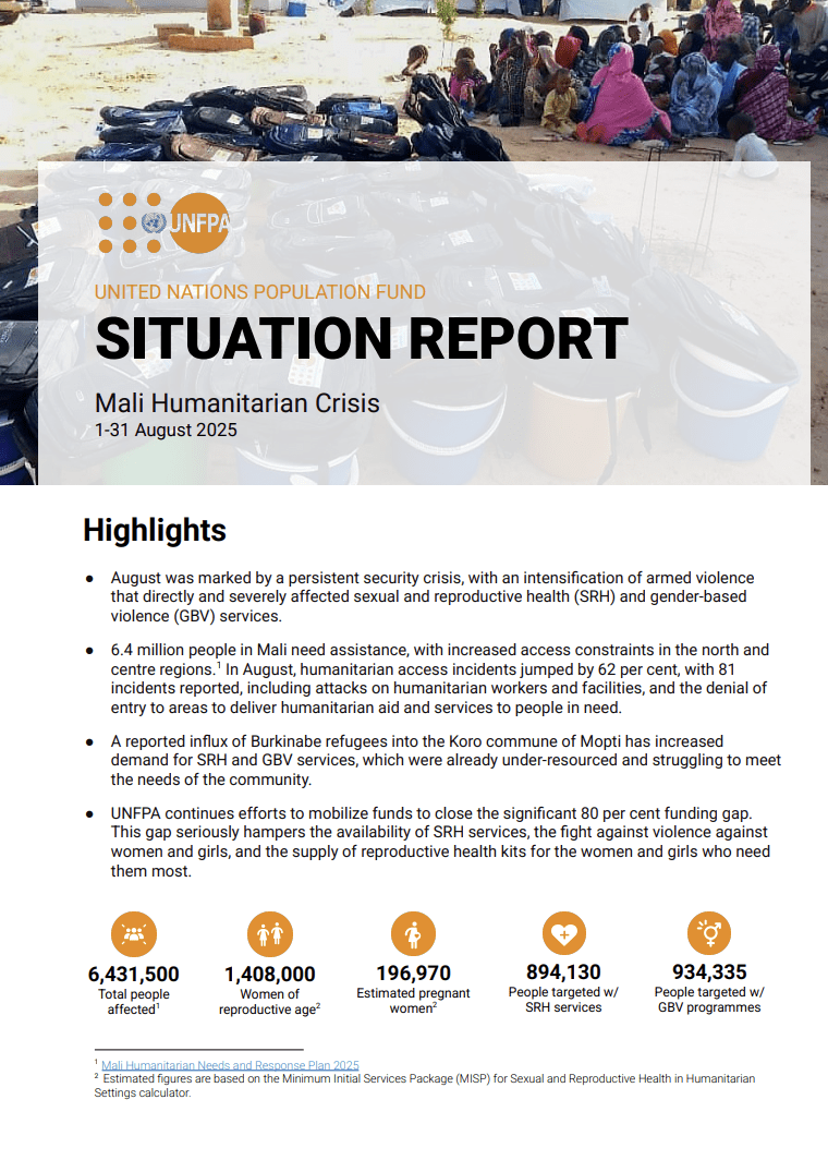UNFPA Mali Situation Report – August 2025