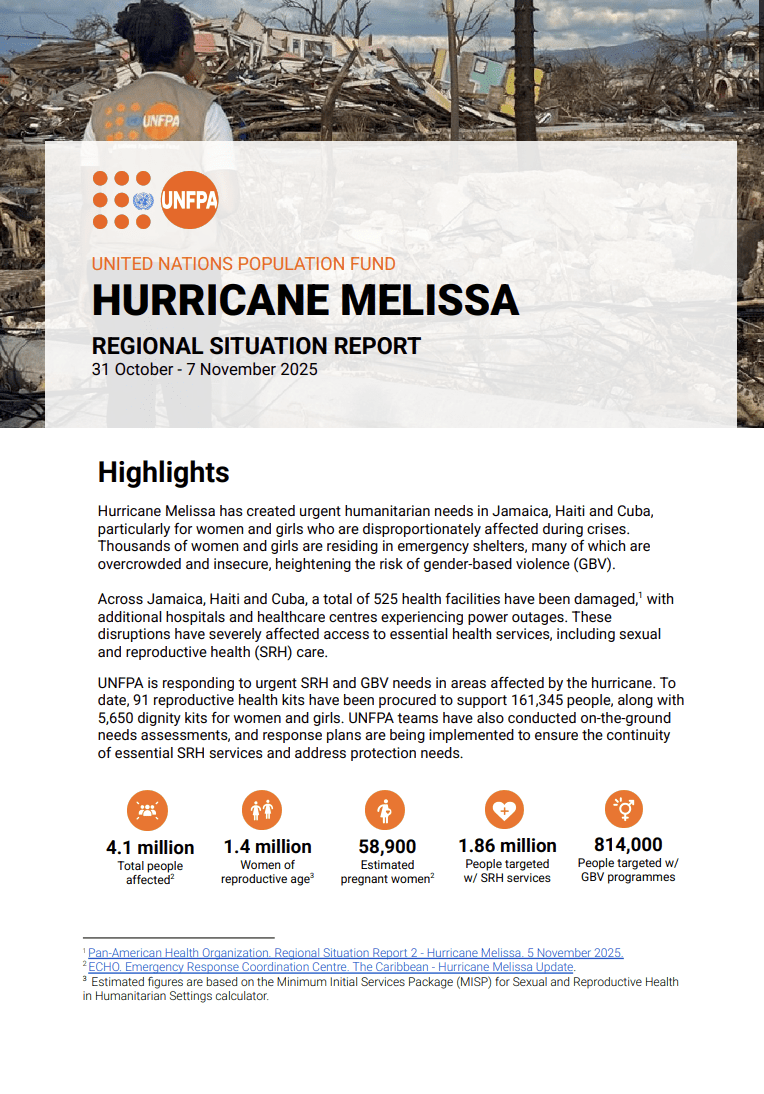 Hurricane Melissa Situation Report (31 October - 7 November 2025)