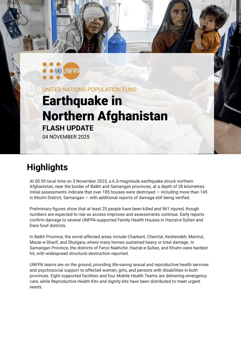 Flash Update on the Earthquake in Northern Afghanistan (November 4, 2025)