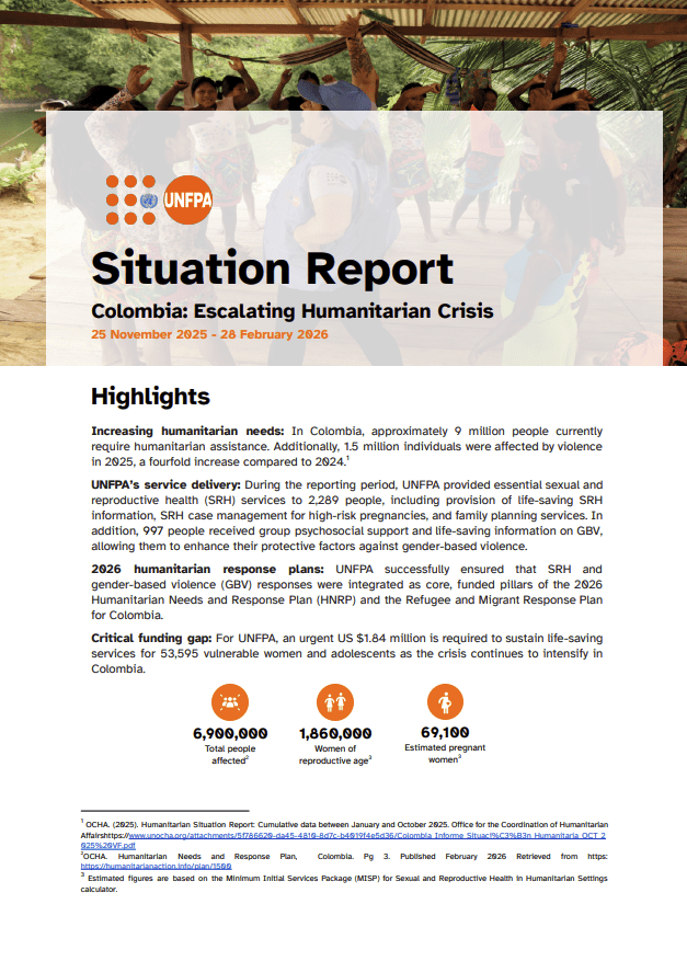 Situation report on the escalating crisis in Colombia (25 Nov 2025 - 28 Feb 2026)