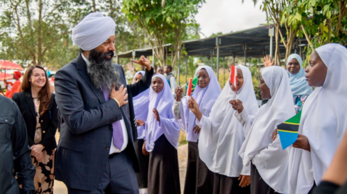 Randeep Sarai, Canada’s Secretary of State for International Development, speaking to a group of women.