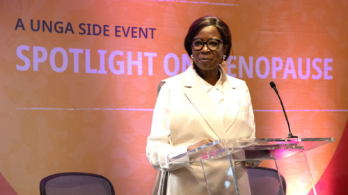  UNFPA Executive Director delivering remarks during the UN General Assembly side event on menopause-friendly workplace policies.
