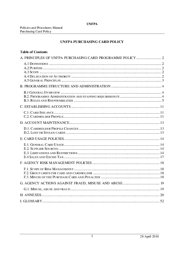 Policy for Purchasing Card